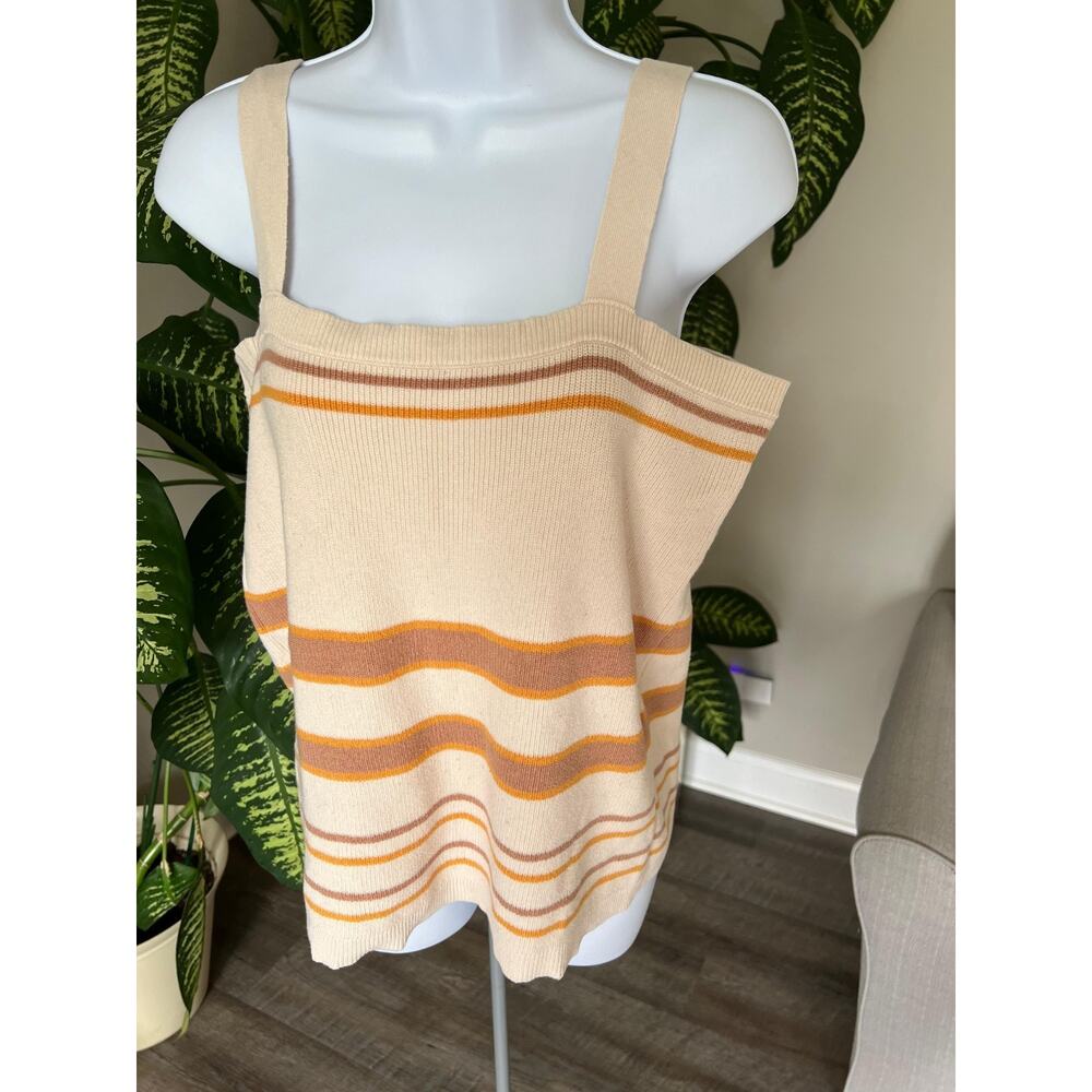 LOFT outlet knit striped square neck sweater tank top size XL #551
